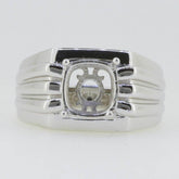 Men's Sterling Silver Semi Mount Ring Setting Cushion CU 8X8mm - Syzjewelry
